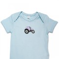 Organic Baby Body Suit - Lilac Tractor Embroidery