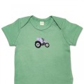 Organic Baby Body Suit - Lilac Tractor Embroidery