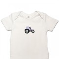 Organic Baby Body Suit - Lilac Tractor Embroidery