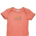 Organic Baby Body Suit - Love Slogan Embroidery