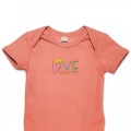 Organic Baby Body Suit - Love Slogan Embroidery