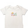 Organic Baby Body Suit - Love Slogan Embroidery