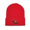 Kids Digger Beanie Hat - Orange Embroidery