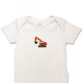 Organic Baby Body Suit - Orange Digger Embroidery