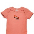 Organic Baby Body Suit - Orange Digger Embroidery
