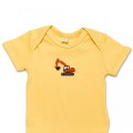 Organic Baby Body Suit - Orange Digger Embroidery