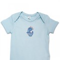 Organic Baby Body Suit - Sky Blue Dinosaur Embroidery