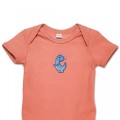 Organic Baby Body Suit - Sky Blue Dinosaur Embroidery