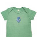 Organic Baby Body Suit - Sky Blue Dinosaur Embroidery