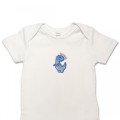 Organic Baby Body Suit - Sky Blue Dinosaur Embroidery