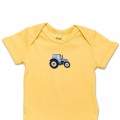 Organic Baby Body Suit - Sky Blue Tractor Embroidery