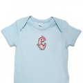 Organic Baby Body Suit - Blush Pink Dinosaur Embroidery