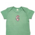 Organic Baby Body Suit - Blush Pink Dinosaur Embroidery