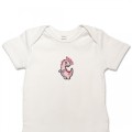 Organic Baby Body Suit - Blush Pink Dinosaur Embroidery