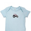 Organic Baby Body Suit - Blush Pink Tractor Embroidery