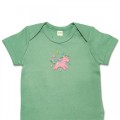 Organic Baby Body Suit - Blush Pink Unicorn Embroidery