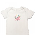 Organic Baby Body Suit - Blush Pink Unicorn Embroidery