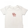 Organic Baby Body Suit - Pig Embroidery No 1