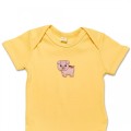 Organic Baby Body Suit - Pig Embroidery No 1