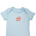 Organic Baby Body Suit - Pig Embroidery No 2