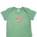 Organic Baby Body Suit - Pig Embroidery No 2
