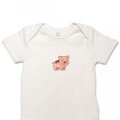 Organic Baby Body Suit - Pig Embroidery No 2