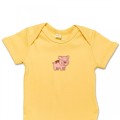 Organic Baby Body Suit - Pig Embroidery No 2