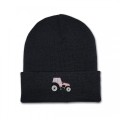 Kids Tractor Beanie Hat - Blush Pink Embroidery