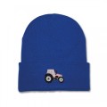 Kids Tractor Beanie Hat - Blush Pink Embroidery