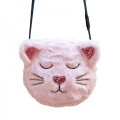 Pink Fur Cat Kids Cross Body Bag