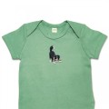 Organic Baby Body Suit - Playful Collie Dog Embroidery