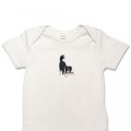 Organic Baby Body Suit - Playful Collie Dog Embroidery