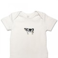 Organic Baby Body Suit - Real Cow Embroidery