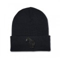 Kids Standing Horse Beanie Hat - Black Embroidery