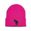Kids Standing Horse Beanie Hat - Black Embroidery