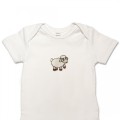 Organic Baby Body Suit - Sheep Embroidery No 4