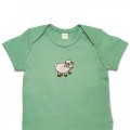 Organic Baby Body Suit - Sheep Embroidery No 4