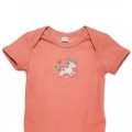 Organic Baby Body Suit - White Unicorn Embroidery