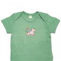 Organic Baby Body Suit - White Unicorn Embroidery