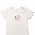 Organic Baby Body Suit - White Unicorn Embroidery