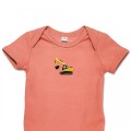 Organic Baby Body Suit - Yellow Digger Embroidery