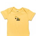 Organic Baby Body Suit - Yellow Digger Embroidery