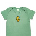 Organic Baby Body Suit - Yellow Dinosaur Embroidery