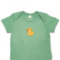 Organic Baby Body Suit - Yellow Duck Embroidery