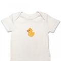 Organic Baby Body Suit - Yellow Duck Embroidery