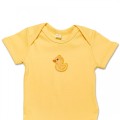 Organic Baby Body Suit - Yellow Duck Embroidery