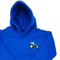 Organic Kids Tractor Hoodie - Blue Embroidery