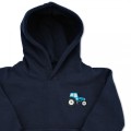 Organic Kids Tractor Hoodie - Blue Embroidery