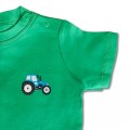 Baby Boys Organic Tractor T Shirt - Blue Embroidery