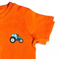 Baby Boys Organic Tractor T Shirt - Blue Embroidery